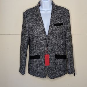 NWT Elie Balleh Blazer Textured Gray with Black Accents Italian